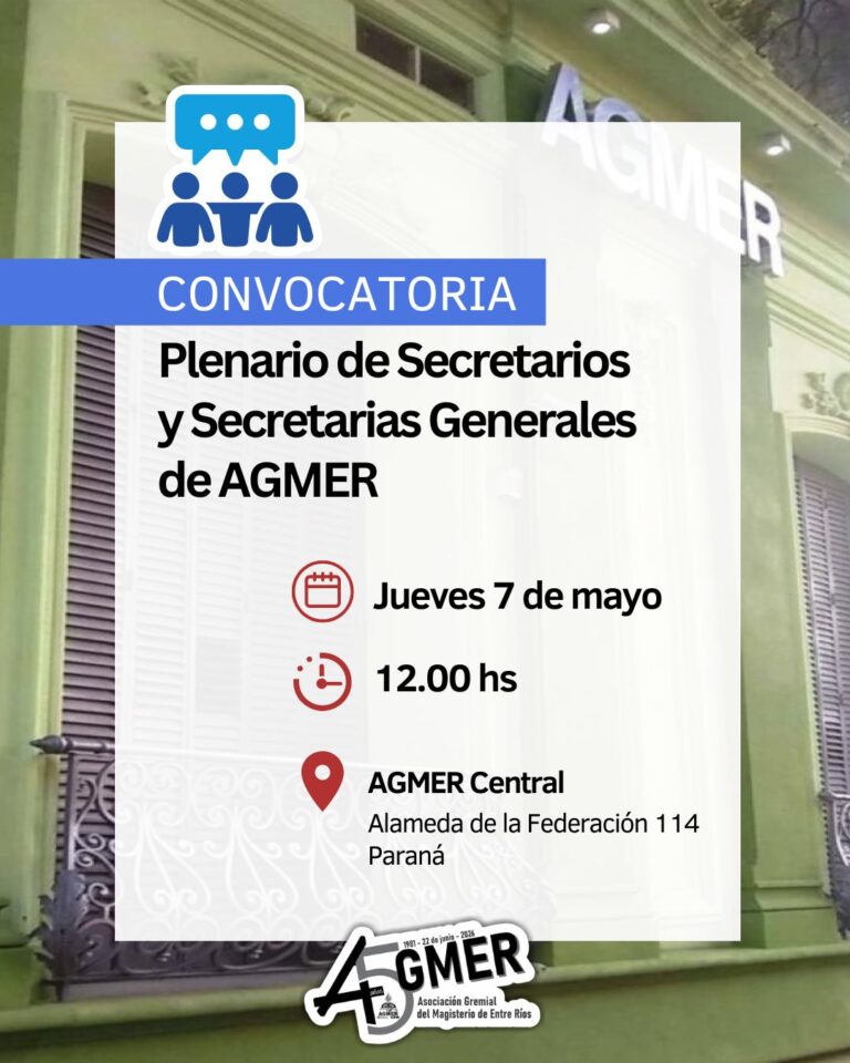 Paritarias: AGMER convocó a un plenario de secretarios generales para este jueves